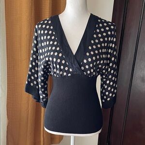 Y2K vintage silk kimono style dolman top polka dots